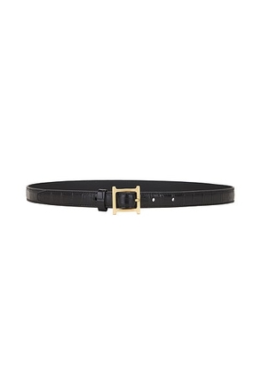 Helsa Logo Mini Waist Belt in Black Croco & Gold - Black. Size M (also in L, S, XL).