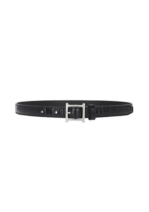 Helsa Logo Mini Waist Belt in Black Croco & Silver - Black. Size L (also in XL).