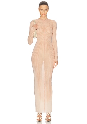 Jean Paul Gaultier Spiral Long Dress in Pale Pink & Dusty Pink - Nude. Size XS (also in ).