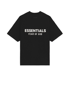 Fear of God ESSENTIALS Jersey Crewneck T-Shirt in Black - Black. Size L (also in M, S, XL/1X, XS, XXL/2X).