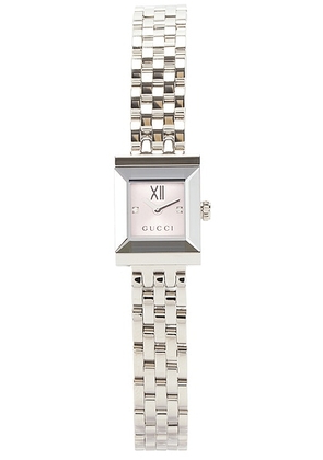Gucci G Frame Watch in Stainless Steel & Pink - Metallic Silver. Size all.