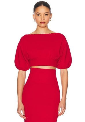 Helsa Luella Short Sleeve Sweater in Red - Red. Size L (also in M, S, XS).