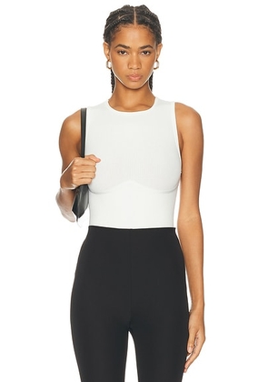Fleur du mal Hourglass Rib Bodysuit in Ivory - Ivory. Size L (also in M, S, XS).
