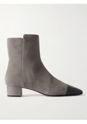 Aquazzura - French Flirt 35 Leather-trimmed Suede Ankle Boots - Gray - IT35,IT36,IT36.5,IT37,IT37.5,IT38,IT38.5,IT39,IT39.5,IT40,IT40.5,IT41,IT41.5