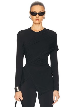 Helmut Lang Draped Long Sleeve Top in Black - Black. Size XS (also in ).