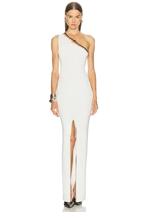 Grace Ling Flame One Shoulder Maxi Dress in White Marshmallow - White. Size M (also in L, S, XS).