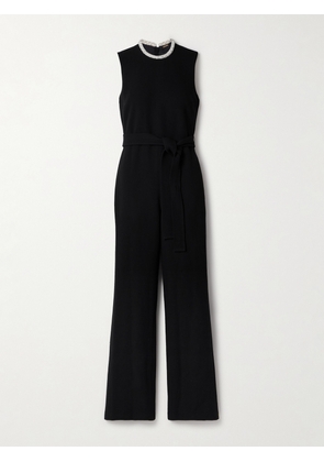 Adam Lippes - Barclay Belted Embellished Wool-crepe Jumpsuit - Black - US4,US6,US8,US10,US12