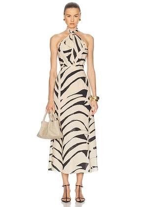 Johanna Ortiz The Rhythm Of Sea Ankle Dress in Swim Palm Stripes  Black  & Antique Ecru - Beige. Size 6 (also in 2).