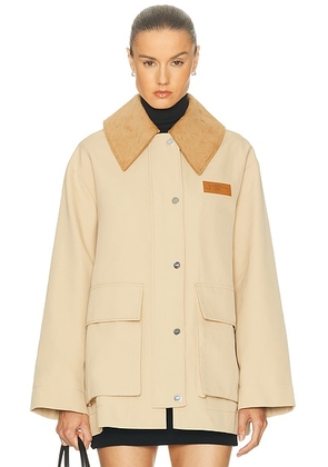 Ganni Twill Barn Jacket in Pale Khaki - Beige. Size L/XL (also in ).