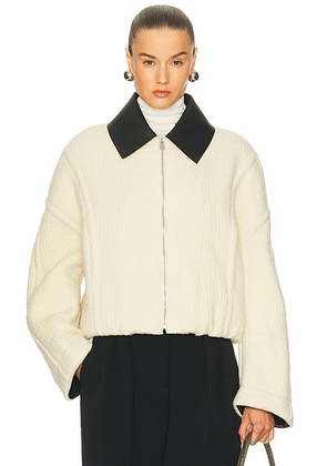 Jean Paul Gaultier Bomber Jacket in Ecru & Black - Ivory. Size L (also in M, S, XS).