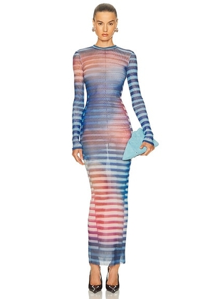 Jean Paul Gaultier Air Long Dress in Light Blue  Blue  & Peach - Blue. Size M (also in L, XS).