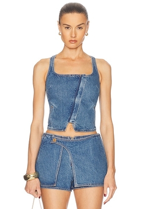 Cult Gaia Jade Top in Stone Wash - Blue. Size 2 (also in 4, 6, 8).