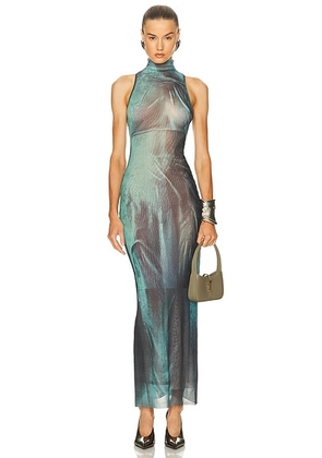 Jean Paul Gaultier Water High Neck Long Dress in Indigo & Vintage Blue - Blue. Size M (also in L, S, XS).