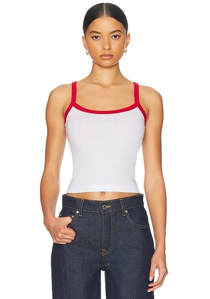 GRLFRND Cami Top in White & Vintage Red - White. Size L (also in M, XL).