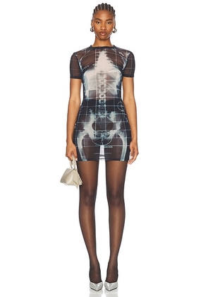 Jean Paul Gaultier Squeletor Short Dress in Black  Navy  & Light Blue - Black. Size XS (also in S).