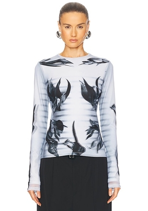 Jean Paul Gaultier Flower Body Morphing Mariniere Top in White  Grey  & Black - Grey. Size M (also in L, S, XL, XS, XXS).