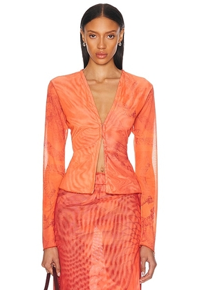 Jade Cropper Long Sleeve Cardigan in Red Snake Print - Red. Size 34 (also in 36, 38, 40).