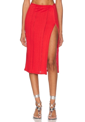 Jade Cropper Side Slit Midi Skirt in Red - Red. Size 38 (also in 40).