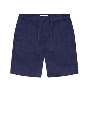 Frescobol Carioca Felipe Linen Shorts in Navy Blue - Navy. Size 32 (also in 36).