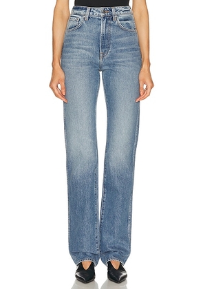 GRLFRND Sara Super High Rise Straight Full Length in Lenox Hill - Blue. Size 28 (also in 26, 27, 32).