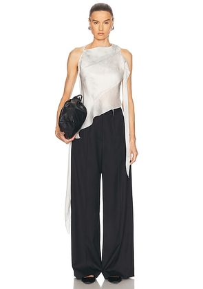 Grace Ling Silk Satin Chiffon Bias Scarf Top in Ash - Ivory. Size 40/L (also in 34/XS).