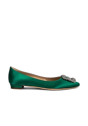 Manolo Blahnik Hangisi 10 Flat in Bright Green - Green. Size 37 (also in 38).