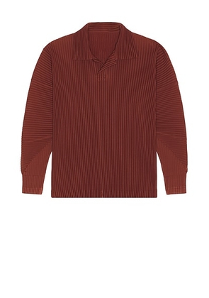 Homme Plisse Issey Miyake Monthly Colors August Polo in Adamite Brown - Rust. Size 3 (also in 2, 4).