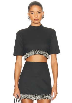 SIMKHAI Jalen Short Sleeve Cropped Top in Black - Black. Size 0 (also in 4, 6, 8).