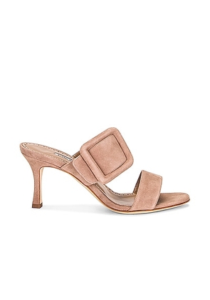 Manolo Blahnik Suede Gable 70 Sandal in Dark Nude - Nude. Size 38.5 (also in 42).