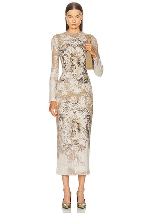 Jean Paul Gaultier Le Medaillon Long Dress in Light Beige & Taupe - Olive,Cream. Size XS (also in ).