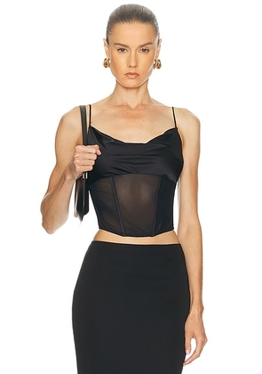 Fleur du mal Nora Corset Top in Black - Black. Size L (also in M, S, XS).