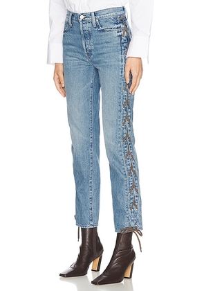 MOTHER The Laced Hiker Hover Jeans in Dean's List - Blue. Size 33 (also in 28, 29, 34).