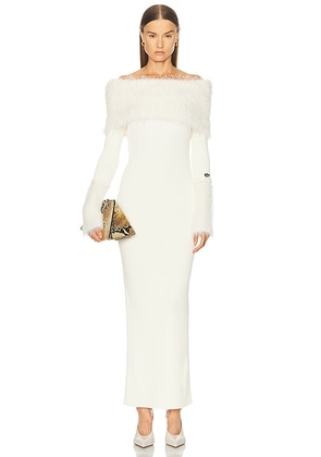 Jean Paul Gaultier Ribbed Hairy Long Dress in Ecru - White. Size S (also in M, XS).
