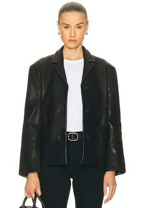 GRLFRND Marlo Leather Blazer in Black - Black. Size L (also in M, S, XL, XS, XXS).