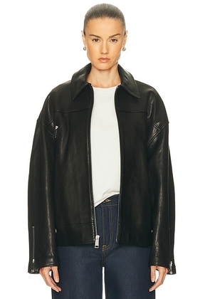 GRLFRND Alek Leather Moto in Black - Black. Size L (also in M, S, XL, XS, XXS).