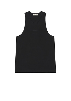 Fear of God ESSENTIALS Vintage Fit Tank in Jet Black - Black. Size S (also in L, M, XL/1X).