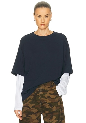 GRLFRND Layered Long Sleeve Tee in Navy & White - Navy. Size M/L (also in ).