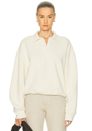 GRLFRND Polo Sweatshirt in Bone - Ivory. Size L (also in M, S, XL, XS, XXS).