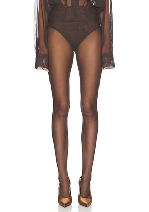 Norma Kamali Footie Legging in Espresso - Chocolate. Size M (also in L, S, XL, XS).