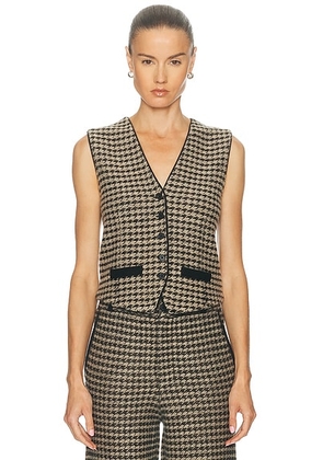 Guest In Residence Houndstooth Tailored Vest in Black & Dune - Black. Size M (also in L, S, XL).