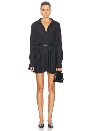 Norma Kamali Super Oversized Boyfriend Shirt Flared Mini Dress in Black - Black. Size S (also in L, M, XS).