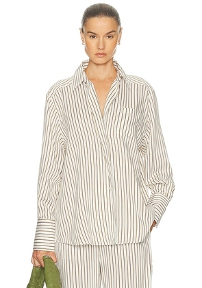 House of Dagmar Fluid Stripe Shirt in Cream White - Cream. Size 36 (also in 32, 34, 38, 40).