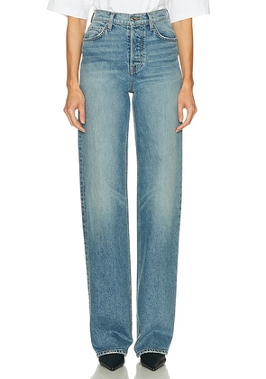 GRLFRND Brooklyn High Rise Straight in Chelsea Market Stretch - Blue. Size 23 (also in 24, 25, 26, 27, 28, 29, 32).