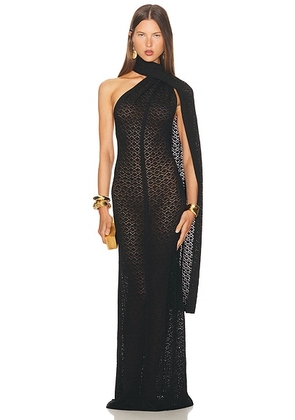 Helsa Robbyn Wrap Gown in Black - Black. Size M (also in L, S, XL).