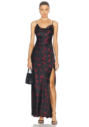 NICHOLAS Ariel Cowl Neck Long Dress in Poppy Floral Black - Black. Size 6 (also in 2).