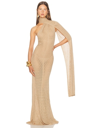Helsa Robbyn Wrap Gown in Tan - Tan. Size M (also in L, S, XL).