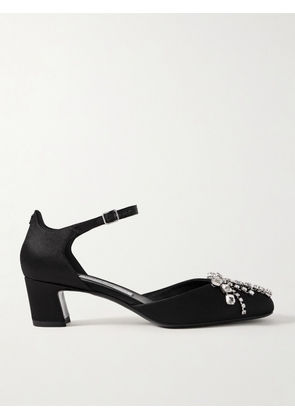Jimmy Choo - Verity 45 Crystal-embellished Satin Mary Jane Pumps - Black - IT36,IT36.5,IT37,IT37.5,IT38,IT38.5,IT39,IT39.5,IT40,IT40.5,IT41,IT42