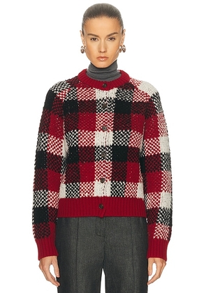 Guest In Residence Buffalo Plaid Cardigan in Ruby Combo - Multi. Size M (also in L, S, XL, XS).