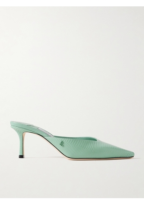 Jimmy Choo - Vivi 65 Embellished Lizard-effect Leather Mules - Green - IT36,IT36.5,IT37,IT37.5,IT38,IT38.5,IT39,IT39.5,IT40,IT40.5,IT41,IT42