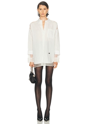 Jean Paul Gaultier Pinstripe Petit Grand Shirt in White & Blue - White. Size M (also in L, S, XS).